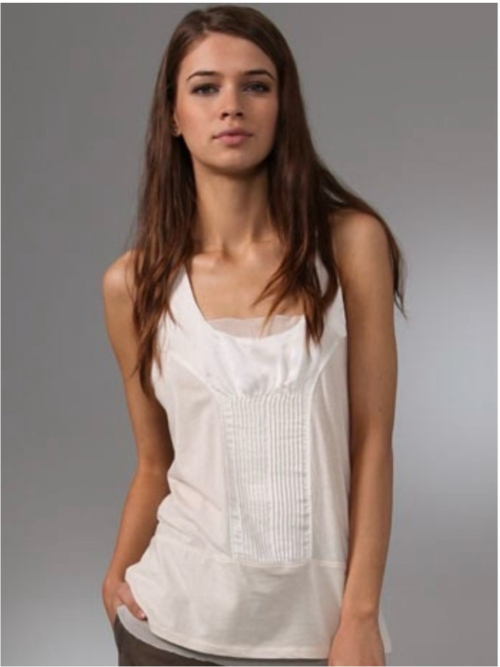 Club Monaco Samarie Silk & Cotton tank top in Cream Ivory - Size M